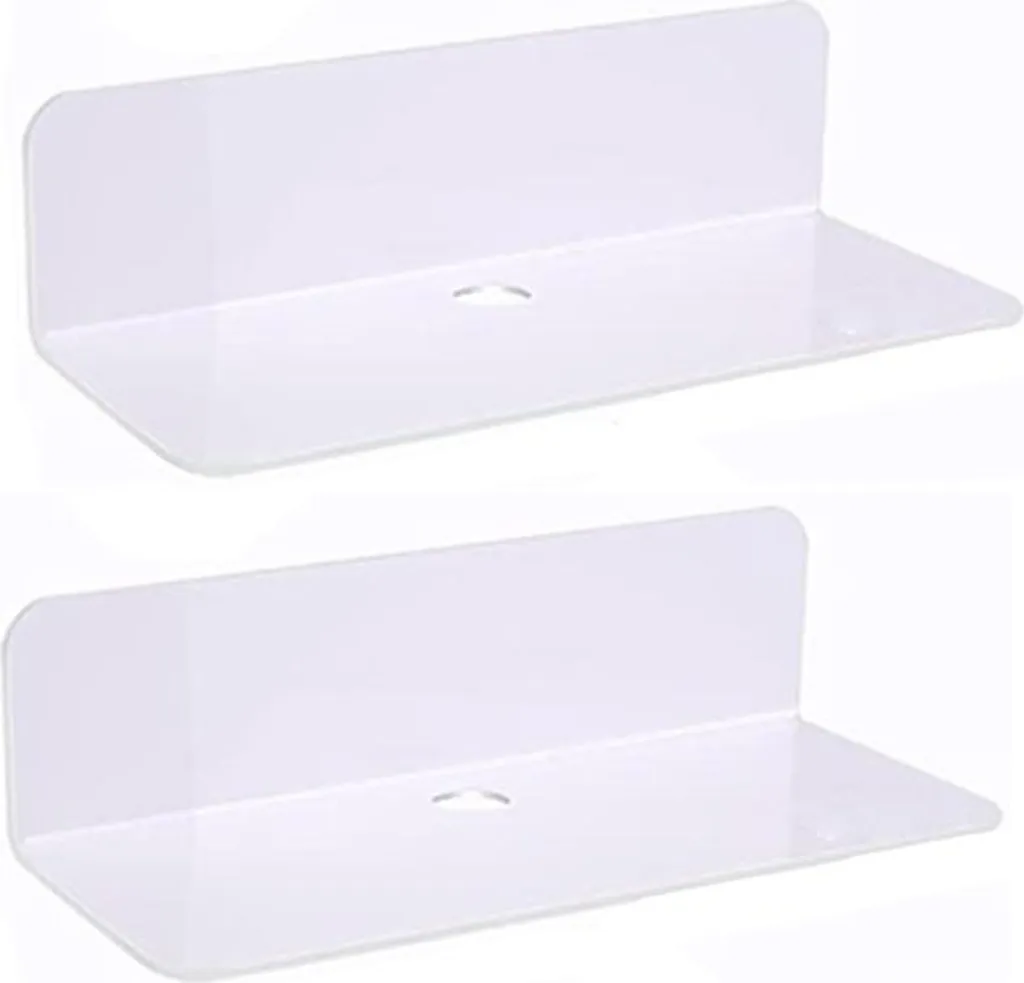 Mensole Sospese Bianche INF Set 2 Pezzi - Arredo Salvaspazio Senza Buchi