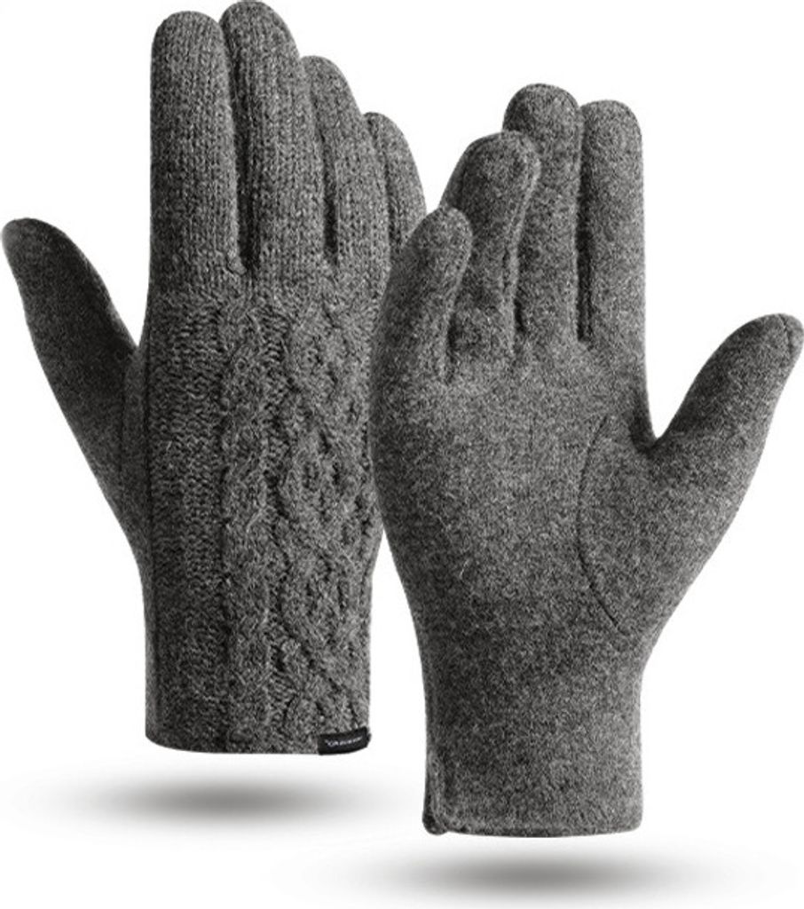 Herren Damen Wolle Strick Touchscreen Handschuhe Winterhandschuhe mit Warme Fleece Futter Warm und Winddicht für Outdoor Sport, Mann, Frau, dunkel...