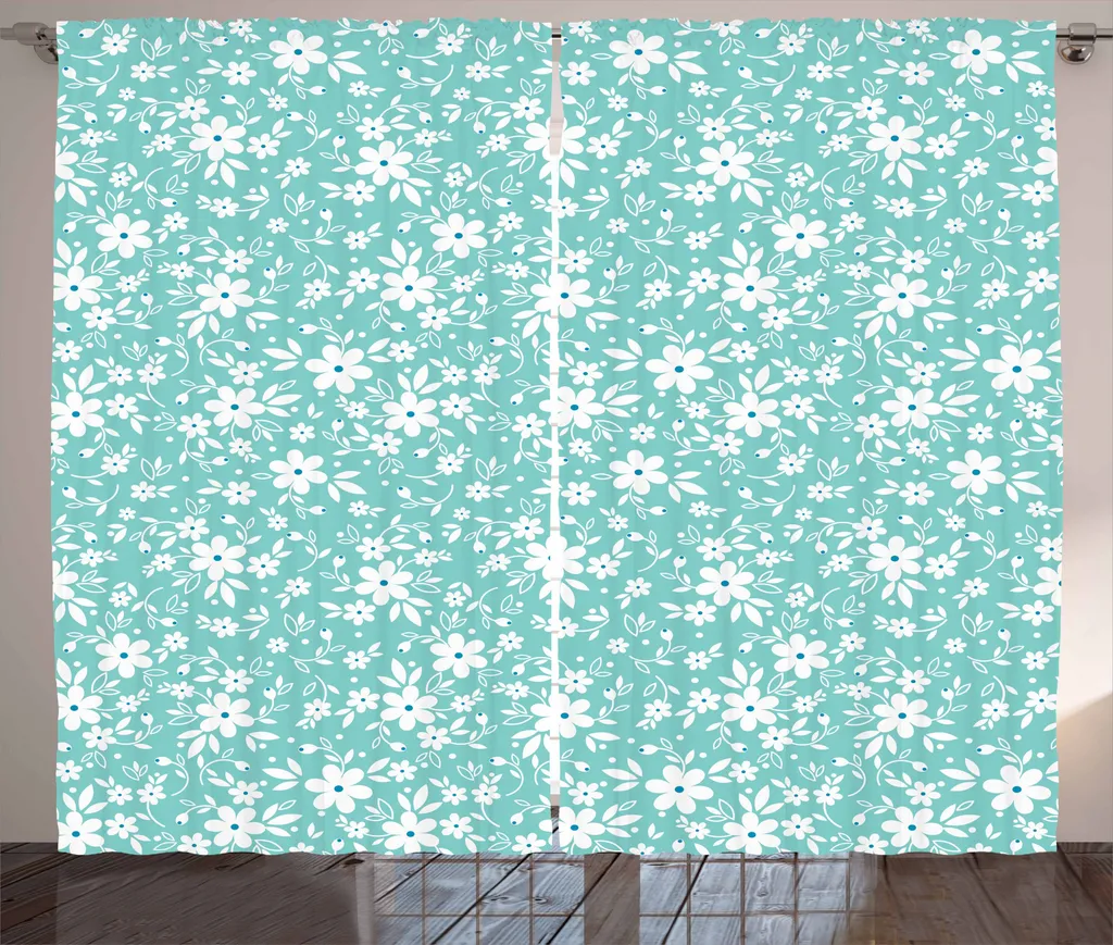 Tenda Floral Chic ABAKUHAUS 280x175 cm - Trend Blu Pallido 2026