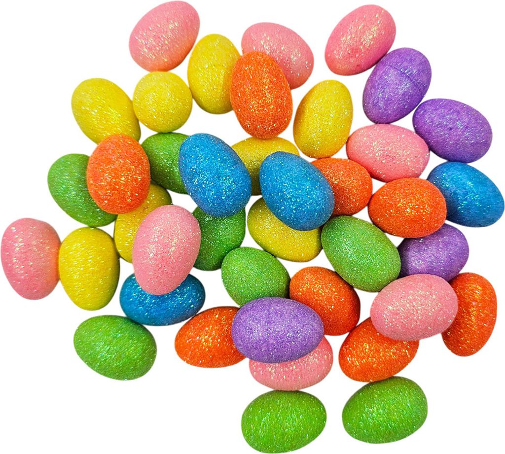 Bunte Glitzer-Styropor-Eier, 40 Stk., 2,5 cm