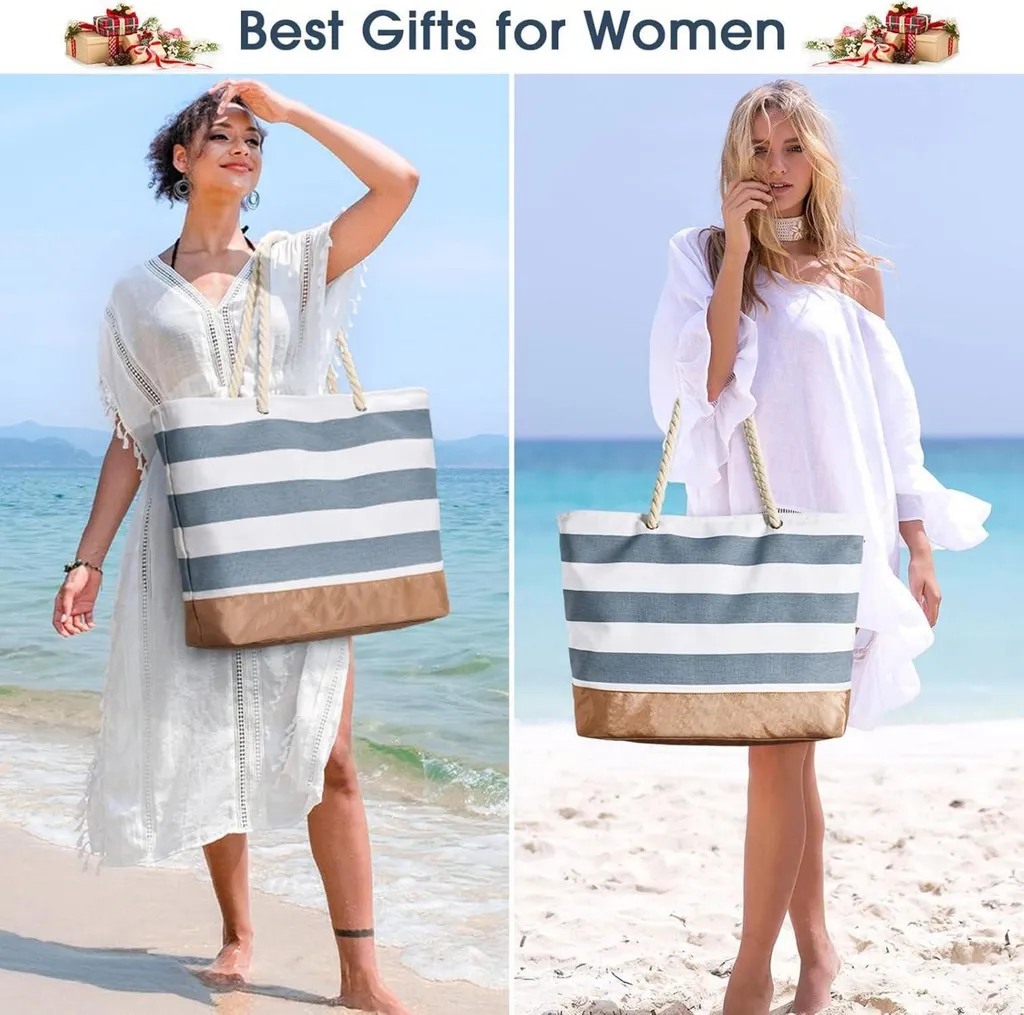 Sac de Plage sans Sable avec Fermeture Éclair pour Objets au Sec