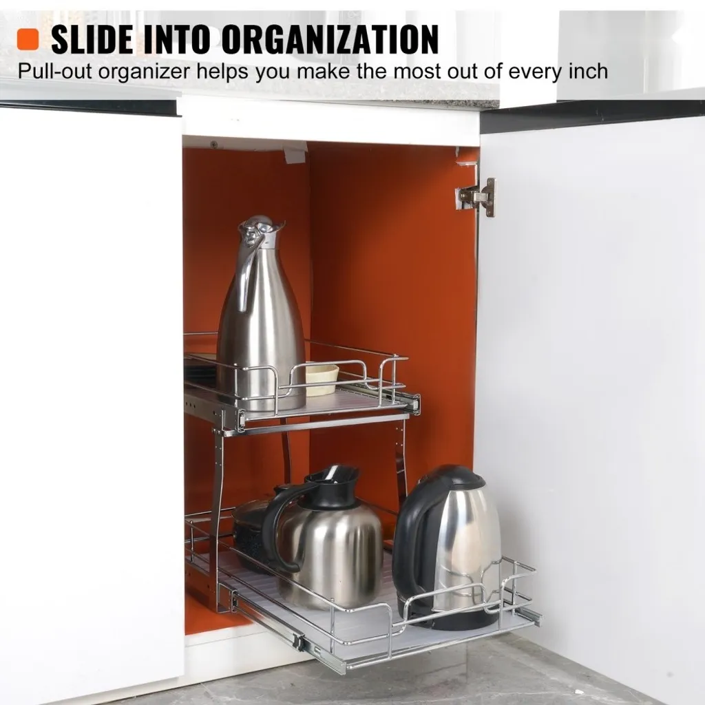 Scaffale estraibile per mobile da cucina - Portaspezie doppio per mobile lavello - 300 x 516 x 80 mm + 376 x 533 x 80 mm - Scaffale per mobile lavello Organizzatore per mobile estraibile - Scaffale base per mobile lavello - 2