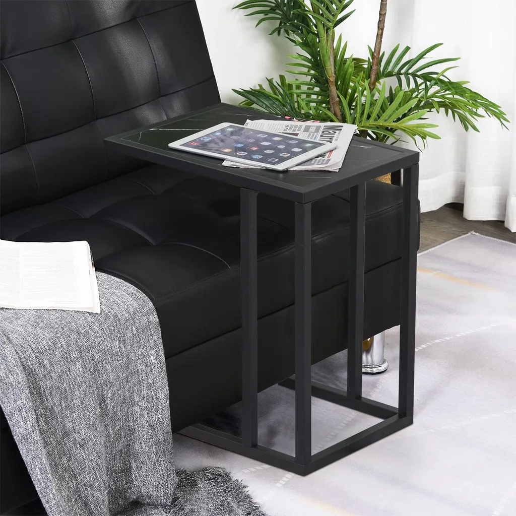 Optimisez votre petit espace avec cette table d'appoint noire compacte - 2