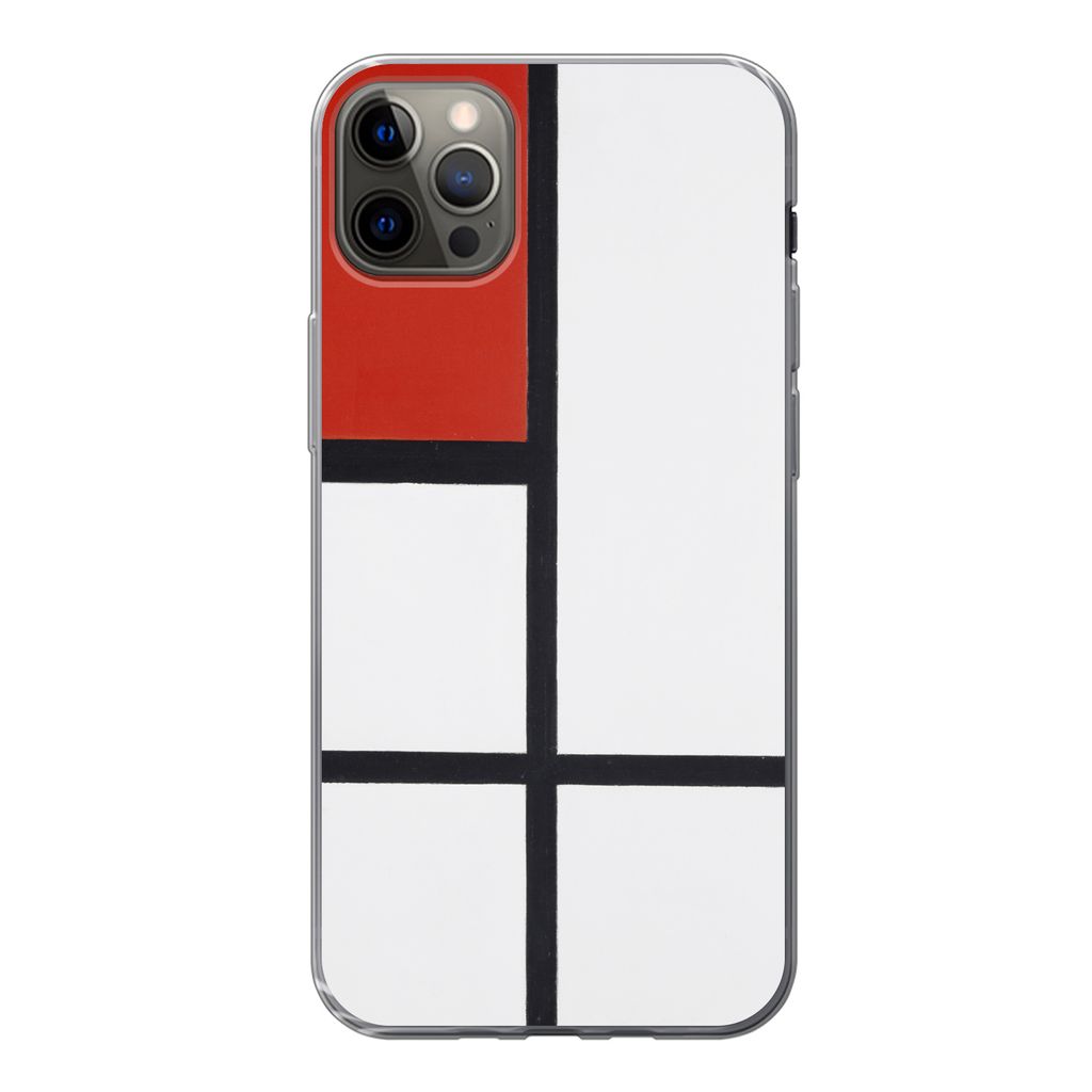 MuchoWow Handyhülle Schutzhülle Hülle für iPhone 12 Pro Max Komposition - Piet Mondrian Silikon Softcase Handy Hülle - Hartschale
