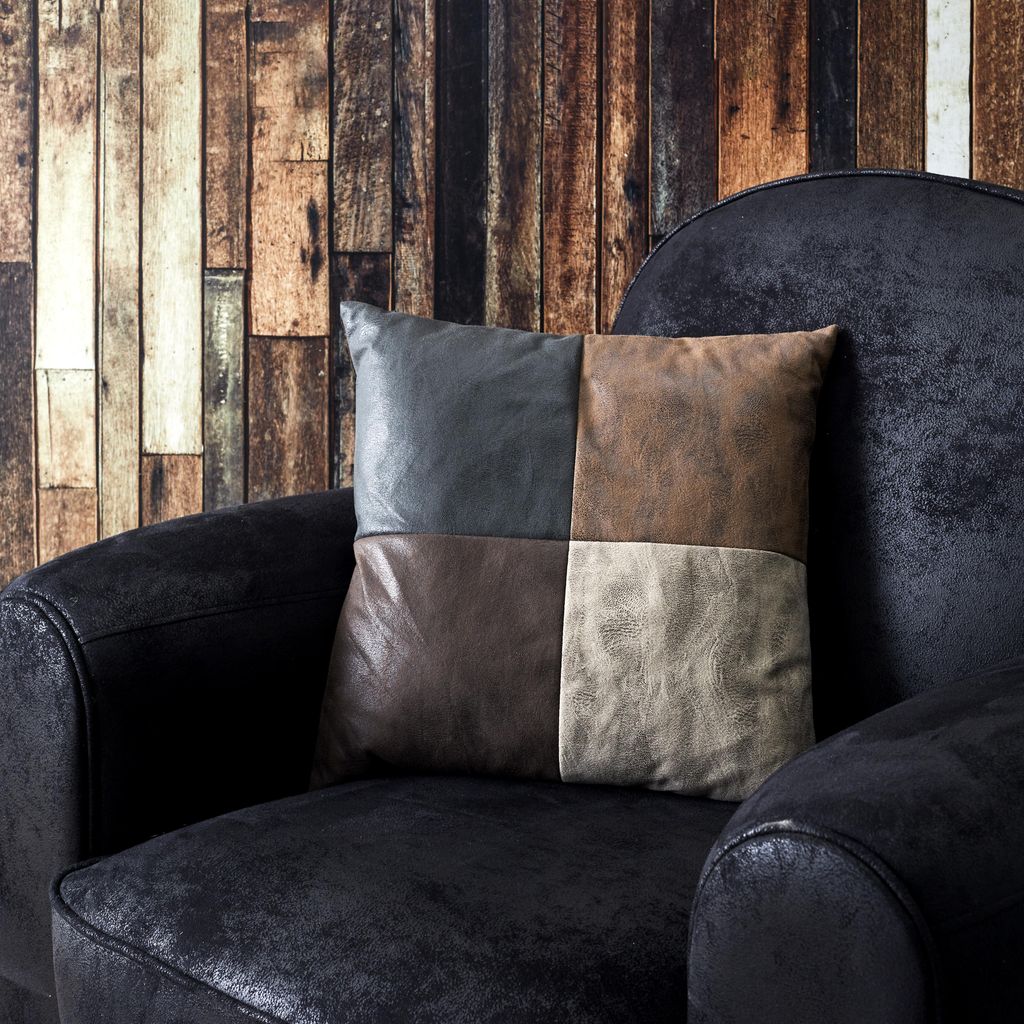 Patchwork Cushion Brown Home Deco Factory