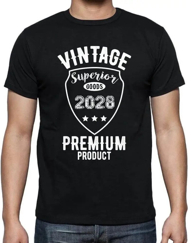 Herren Grafik T-Shirt Vintage Superior Goods Premium Product 2028 Öko-Verantwortlich Vintage Jahrgang Kurzarm Lustige Druck Geburtstag Geschenk Mann
