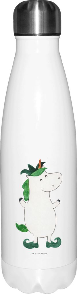 Mr. & Mrs. Panda Wasserflasche Einhorn Joker - Weiß - Geschenk, Trinkflasche, thermosflaschen, Mittelalter, Unicorn, Thermos, Hofnarr, trinkflasch...