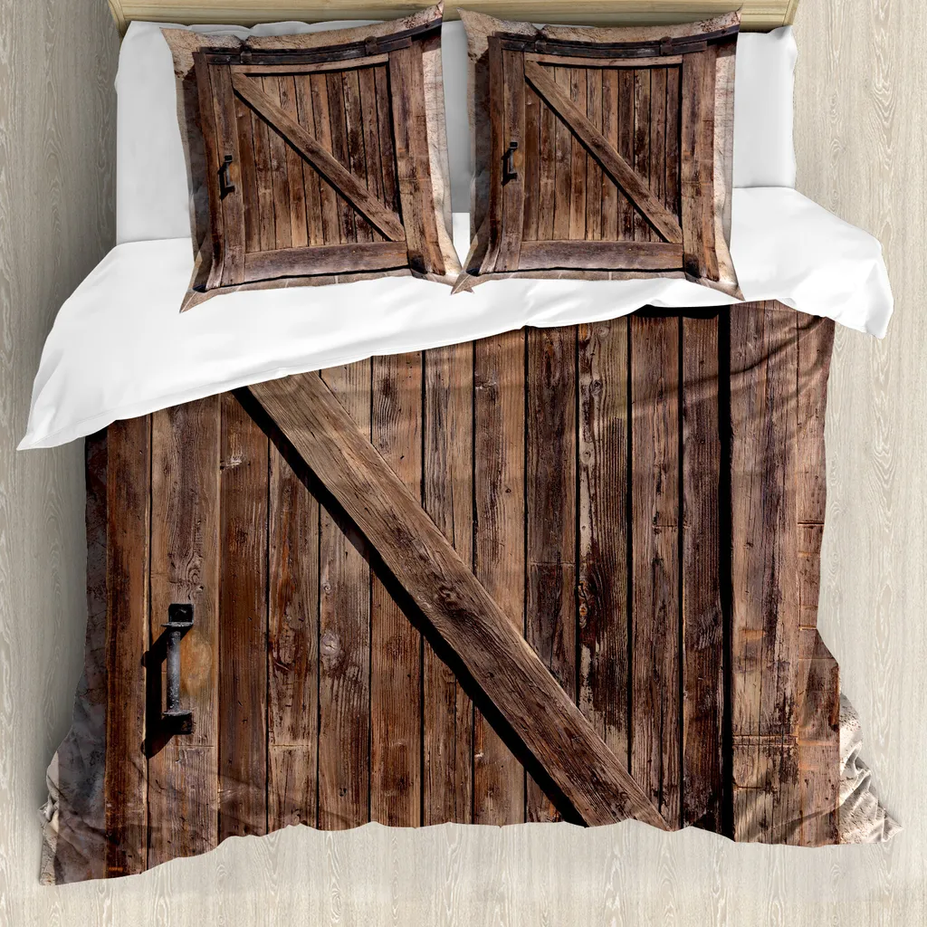 ABAKUHAUS Copripiumino Rustico Vintage 155x220cm Anti-Allergia Marrone