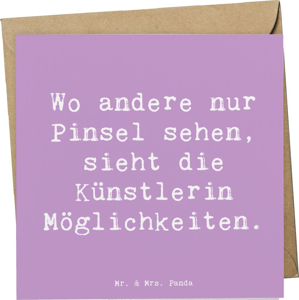 Mr. & Mrs. Panda Klappkarte Spruch Künstlerin Visionen - Lavendeltraum - Geschenk, Berufsalltag, Kreativindustrie, doppelkarte, Kunstwerke, Gesche...