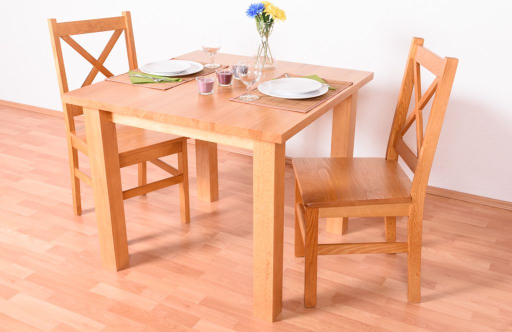 Tisch Kiefer massiv Vollholz Erlefarben Junco 239B - 90 x 90 cm (B x T)