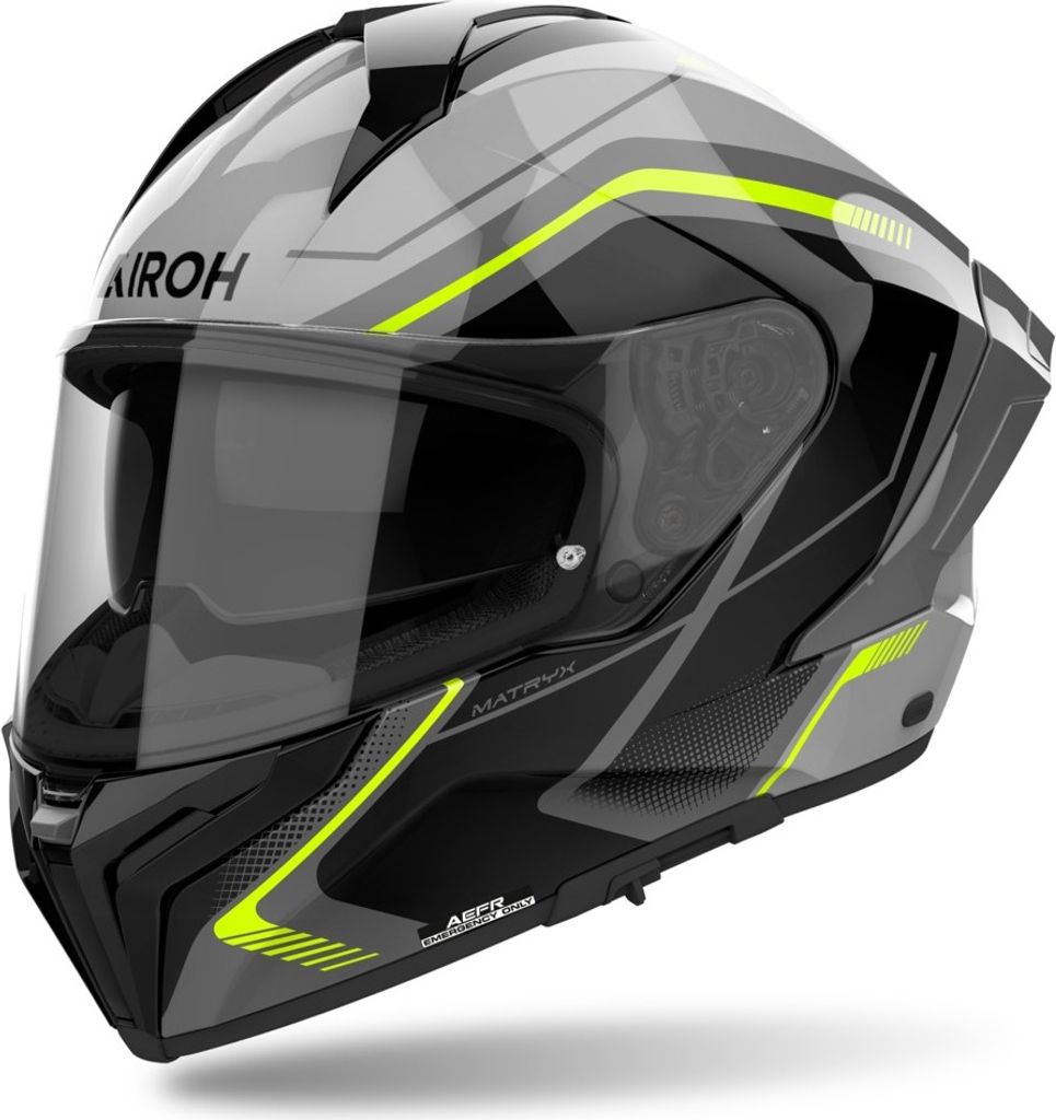 Integralhelm Schutzhelm Crosshelm Motorrad AIROH MATRYX Wide Gelb Grau Größe XS