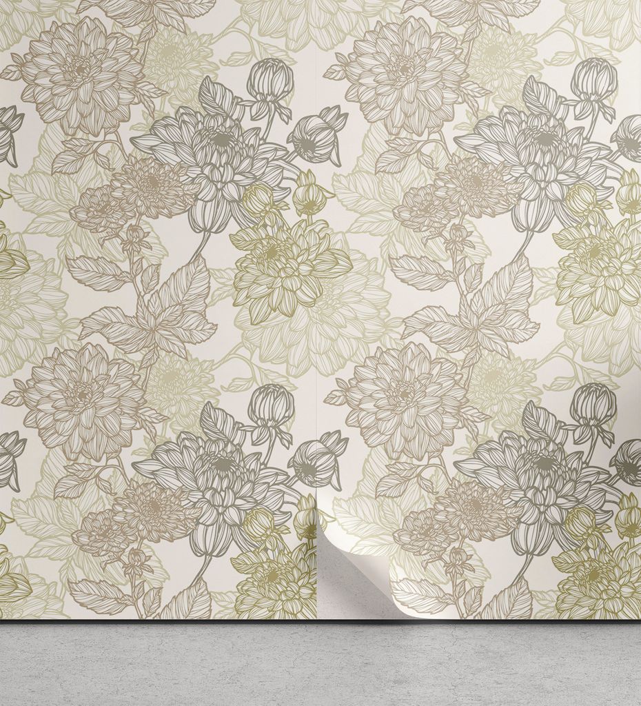 ABAKUHAUS Jahrgang abziehbare & klebbare Tapete für Zuhause, Chrysanthemum-Motive, selbstklebendes Wohnzimmer Küchenakzent, 33 cm x 250 cm, Beige...