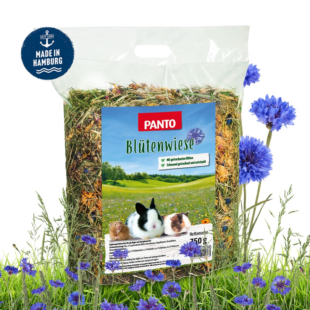 PANTO Blütenwiese 6 x 750g - Heu für Nager mit Blüten Produktbild 