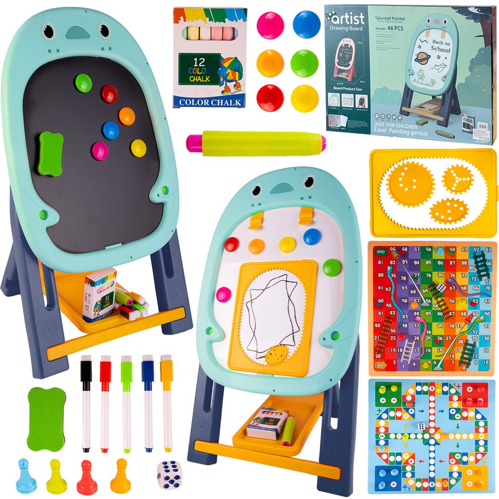 Malplay Magnettafel mit trockenem Gummi doppelseitig höhenverstellbar Regal ab 3 Jahren Geschenk