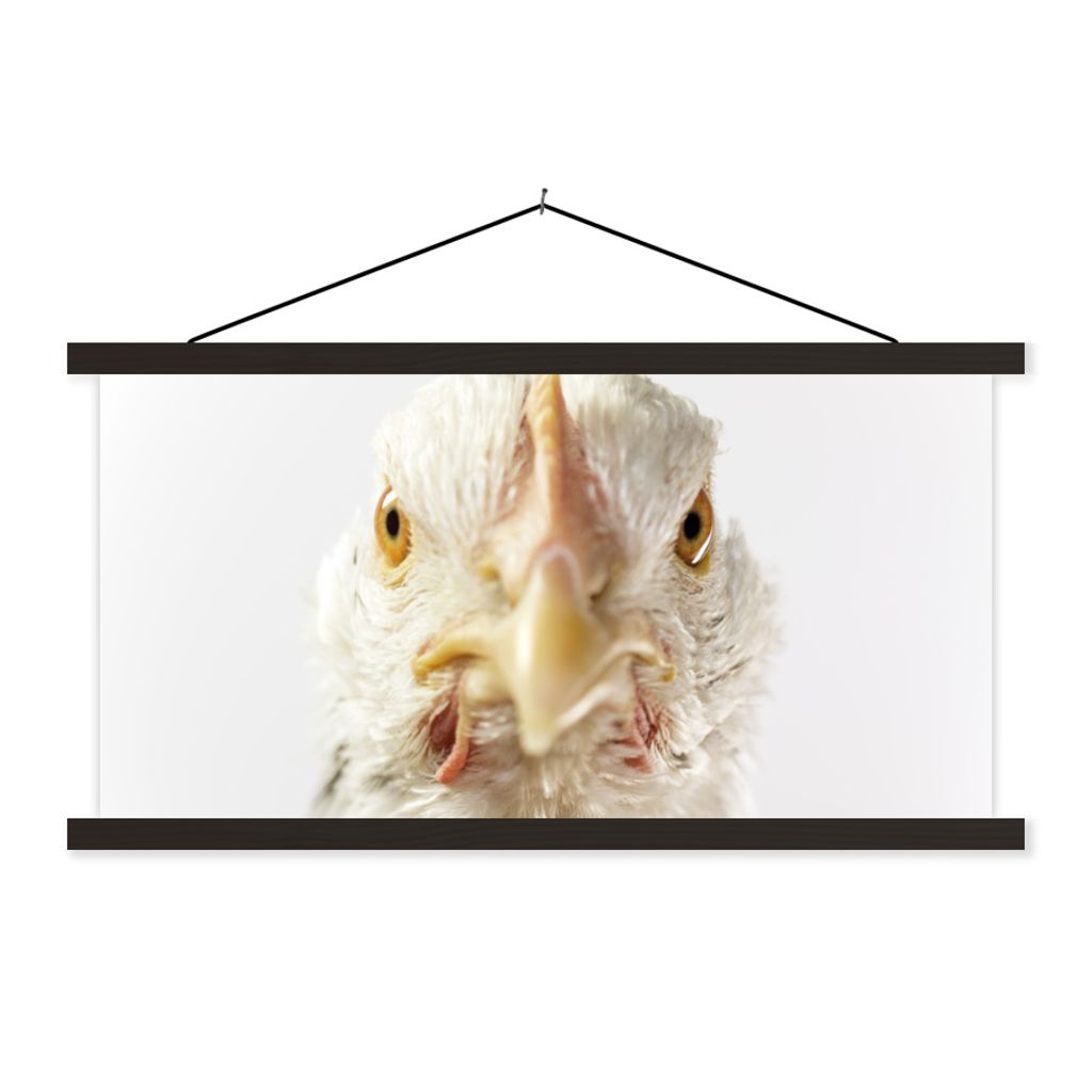MuchoWow Textilposter Huhn - Vogel - Schnabel 90x45 cm mit schwarzem Rahmen - Klemmleisten