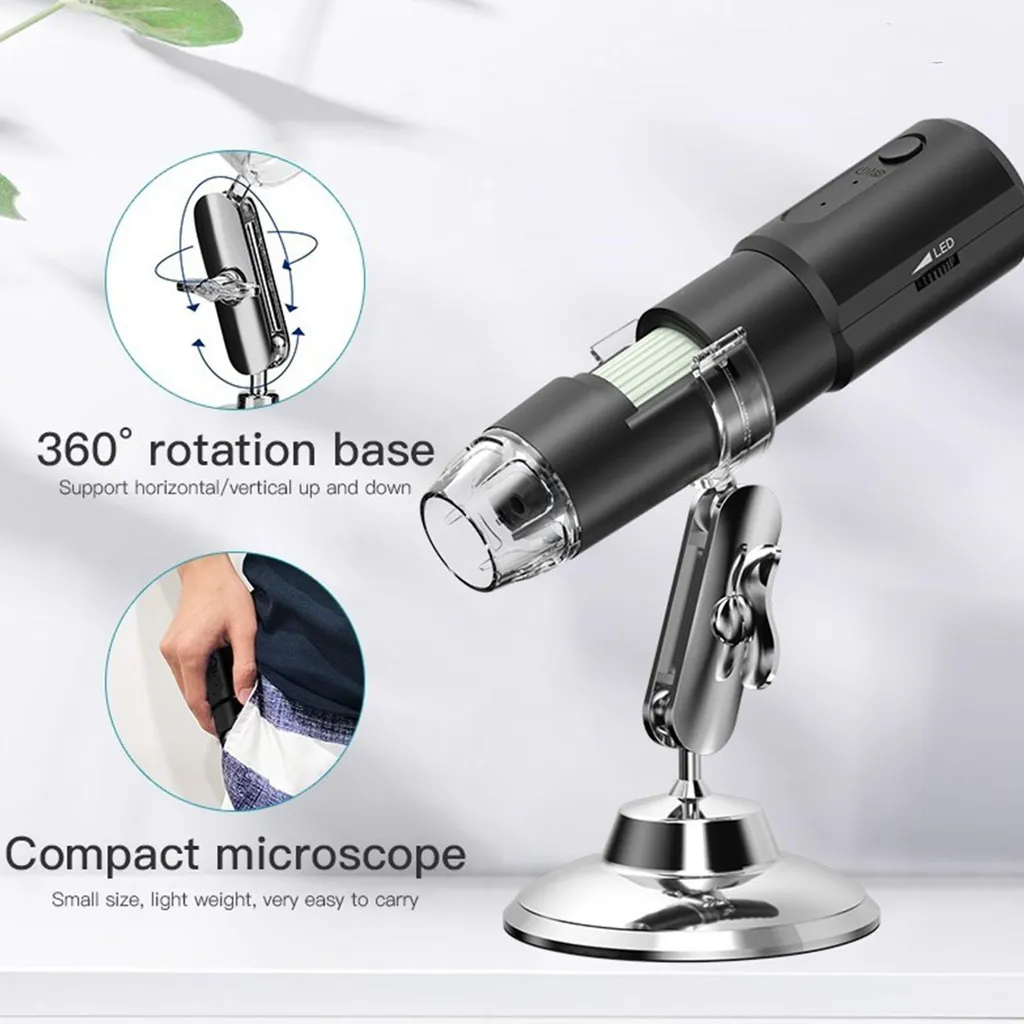 Microscope numérique USB 1000x WiFi - Résolution 480P et support rotatif