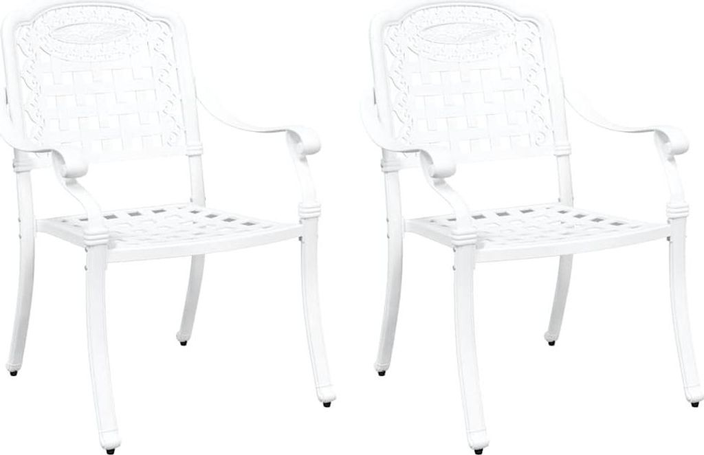 vidaXL Gartenstuhl 2 pcs Weiß 55 x 56,5 x 91cm Aluminium