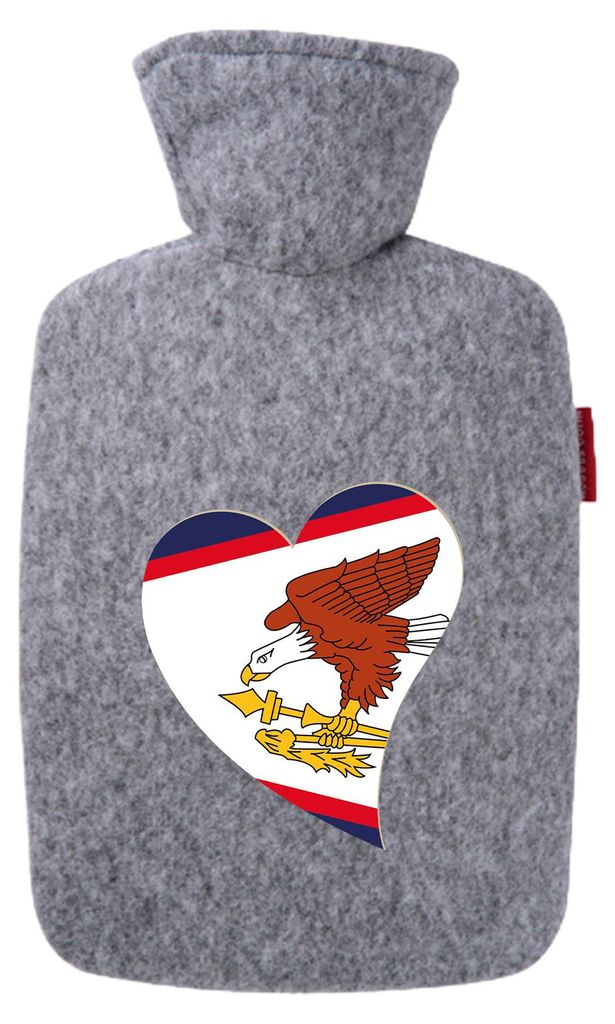 Huuraa Wärmflasche Amerikanisch-Samoa Flagge Herz 1,8 Liter Filz Classic Filzbezug Bettflasche Geschenkidee