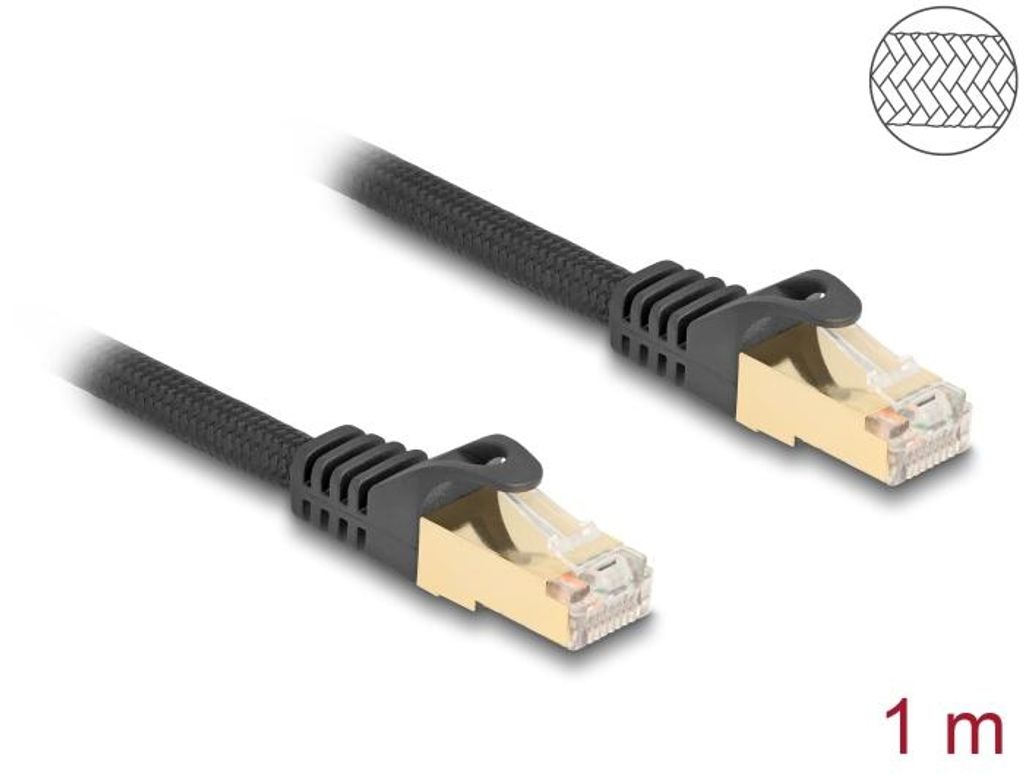 Delock RJ45 Netzwerkkabel mit Geflechtmantel Cat.6A S/FTP