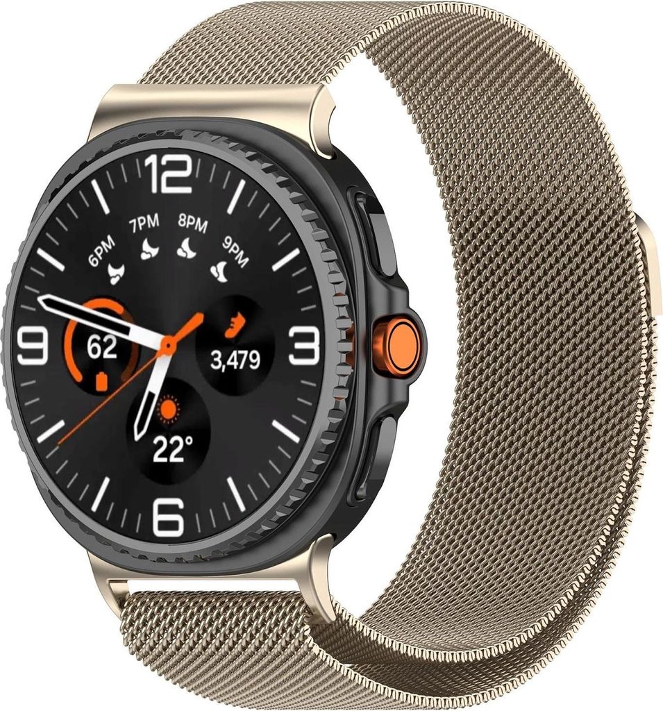 Für Samsung Galaxy Watch 8 / 8 Classic Metall Milan Mesh Magnetverschluss Armband Beige