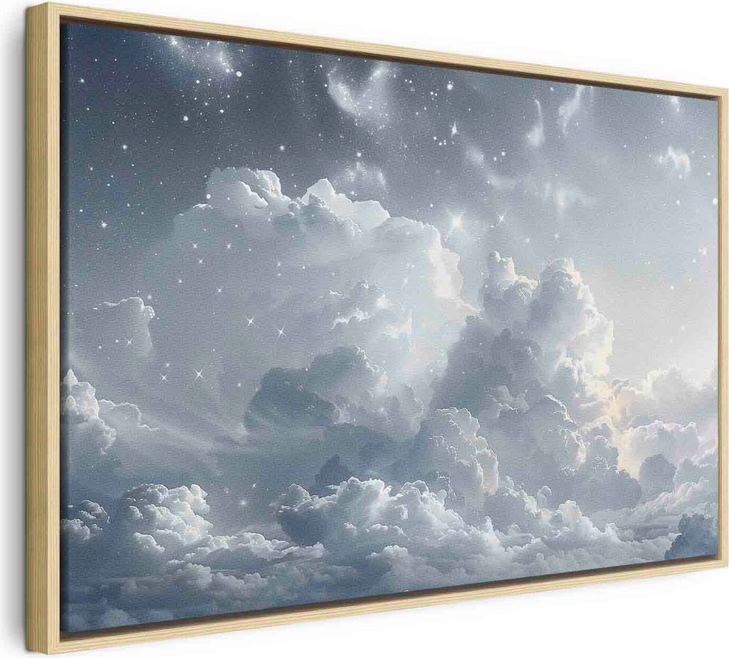 Italienischer Leinwand Leinwandbild - Astral Calm: Stars Scattered Over Delicate Clouds 120x80 cm Muster b-H-10060-b-a