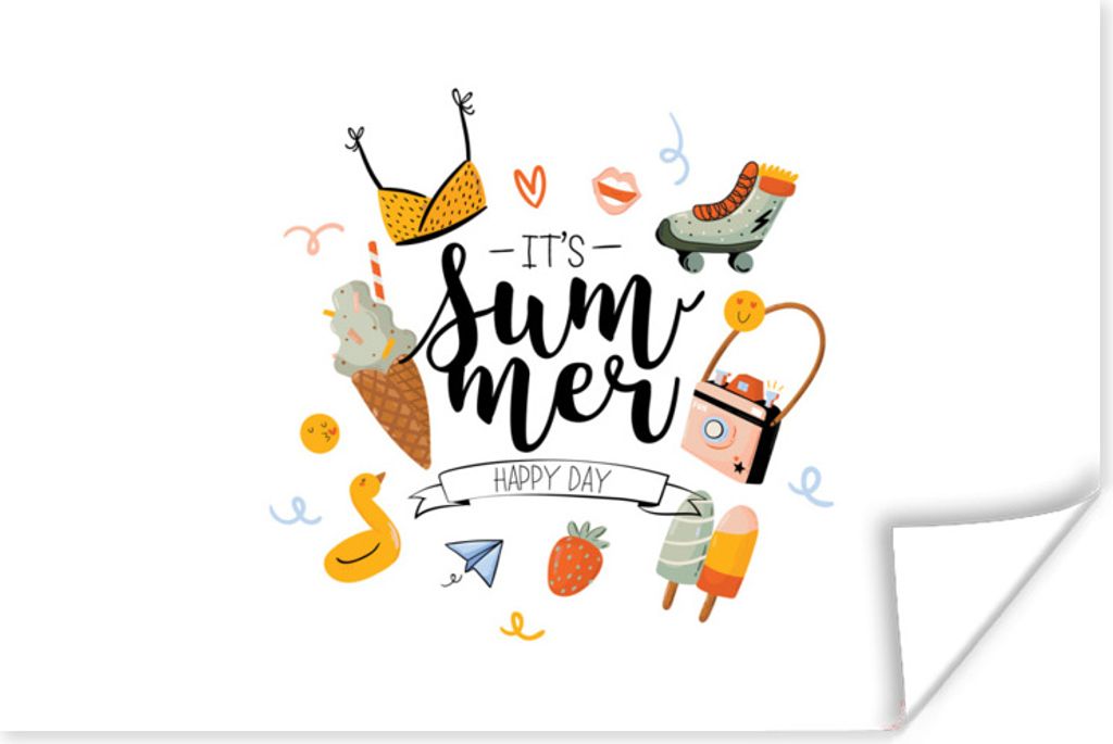 MuchoWow Poster Sommer - Bikini - Erdbeere 30x20 cm - Plakate - Print