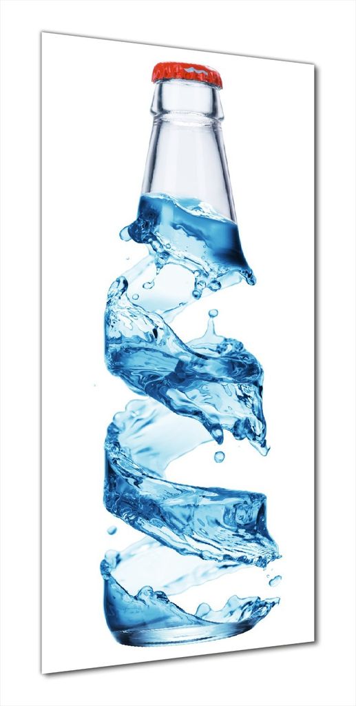 Wallario selbstklebende Duschrückwand 90 x 200 cm mit Motiv Strudel in der Wasserflasche - Wandverkleidung mit Hochglanzlaminat in Glasoptik