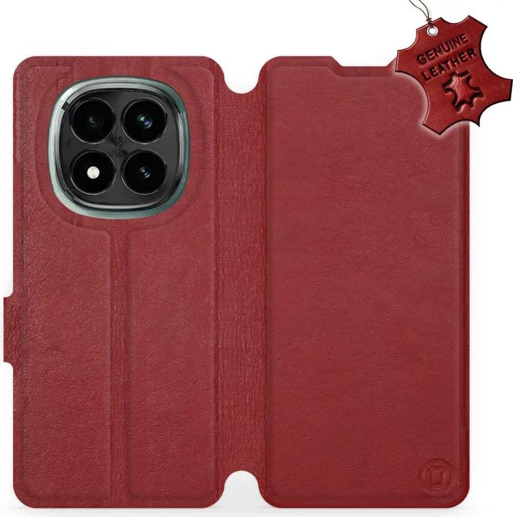 Echtleder Handyhülle für Xiaomi Redmi Note 14 Pro Plus 5G, Mobiwear Leather, Dunkelrot