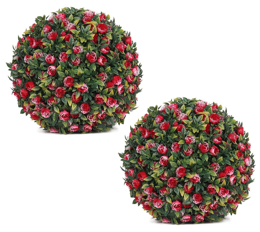 1/2 Stück 20/25 cm künstliche Buchsbaumkugel, UV-beständig, wetterfest, hängende Kunstblume, grüne Kugel für Garten, Veranda, Terrasse, küns...