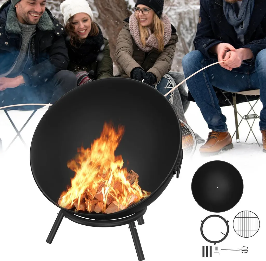 Brasero Extérieur Rond en Métal 60cm - Foyer de Jardin Stable XINZI
