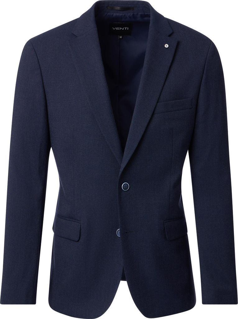 VENTI Herren Anzugsakko City Revers Casual-Fit Bi-Color Blau 58