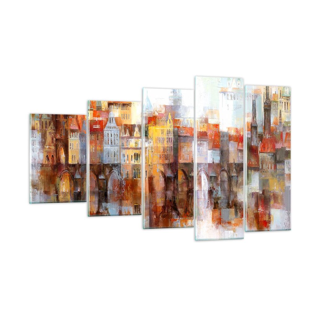Bilder auf glas - Stadt Mietshaus - 100x60cm - Glasbilder - Wandbilder - Kunstdruck - zum Aufhängen bereit - Wanddekoration aus Glas - Glas Bilder...