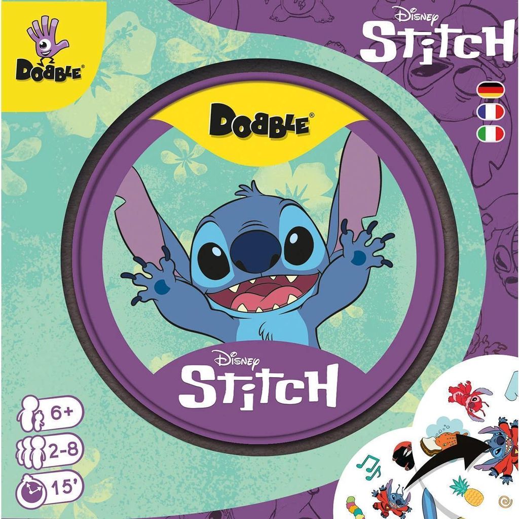 Asmodee, Dobble Disney Stitch, Rasantes Familienspiel, Produktbild 