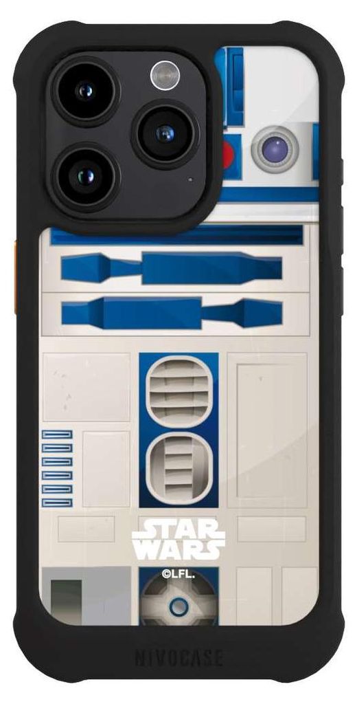 NIVOCASE Hülle für Apple iPhone 15 Pro Stoßfeste Handyhülle NIVOmax Case Schwarz Fanartikel Star Wars R2D2