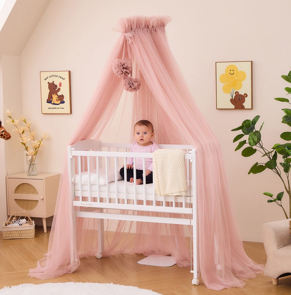 Alavya Home Baldacchino in tulle (poliestere) con pompon - Immagine del prodotto 