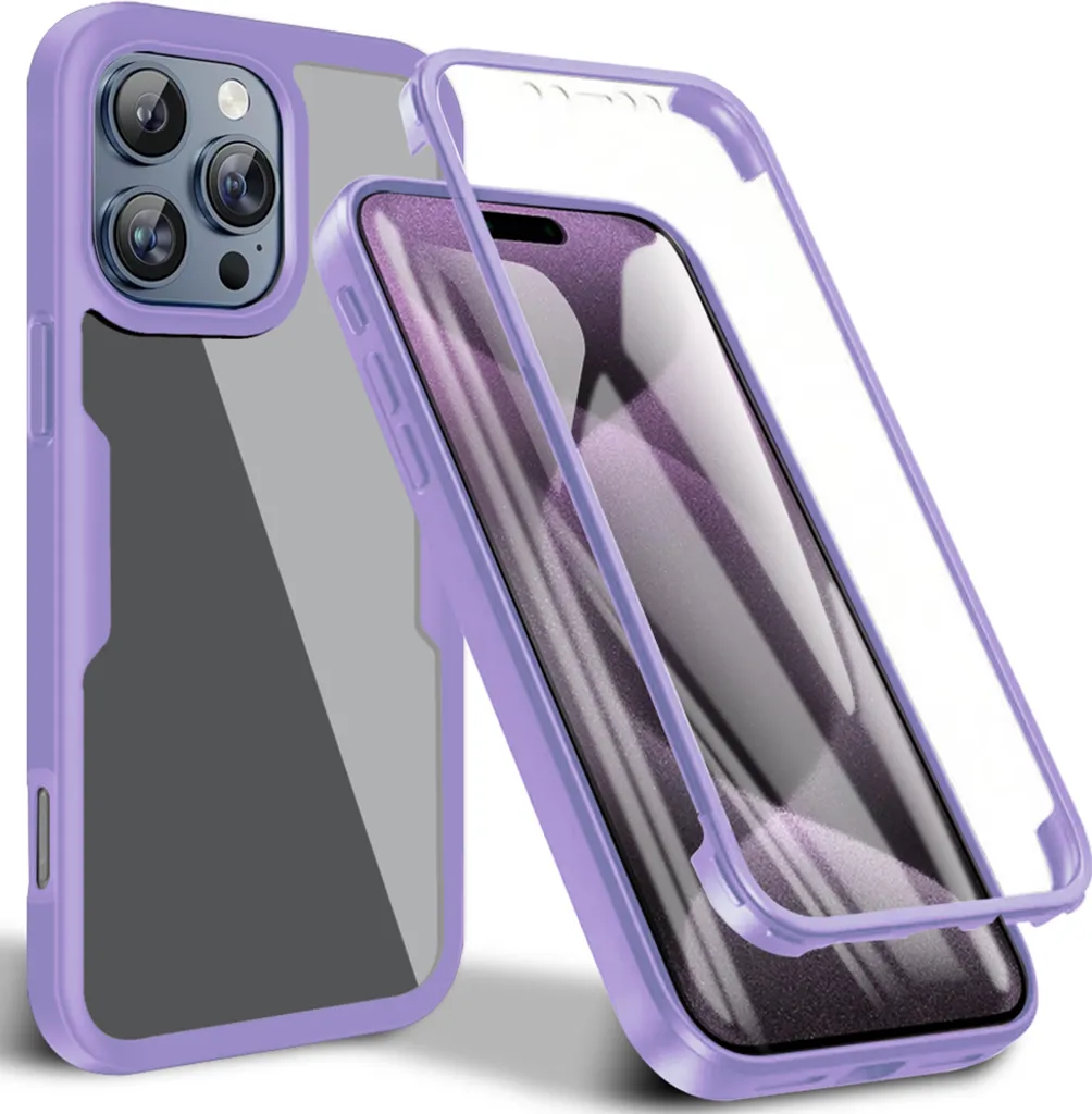 Custodia iPhone 16 Pro Viola 360 Gradi: Protezione Schermo Integrata