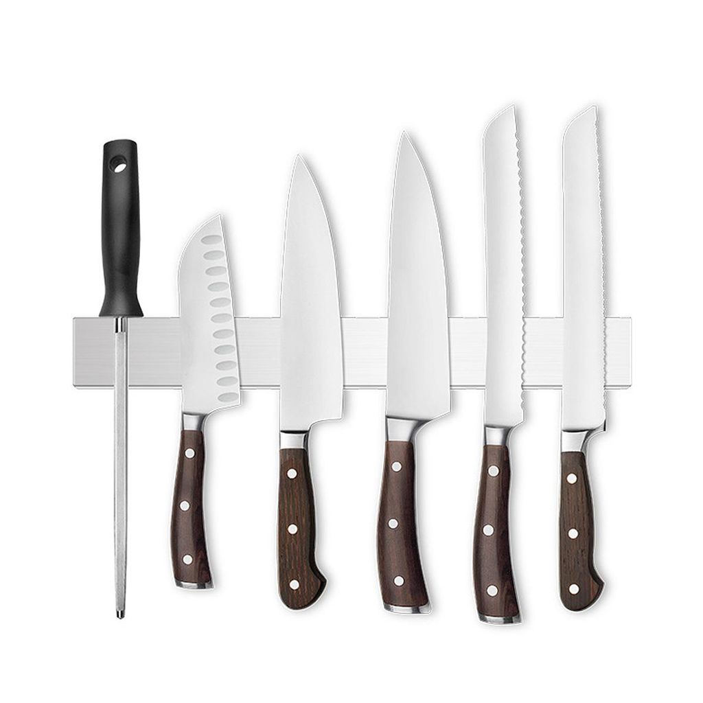 Messerblöcke, Magnetischer Messerhalter, 304 Edelstahl beidseitiger Magnetmesserhalter, Installation ohne Bohren, Für die Küche, 400 x 40 x 16 mm