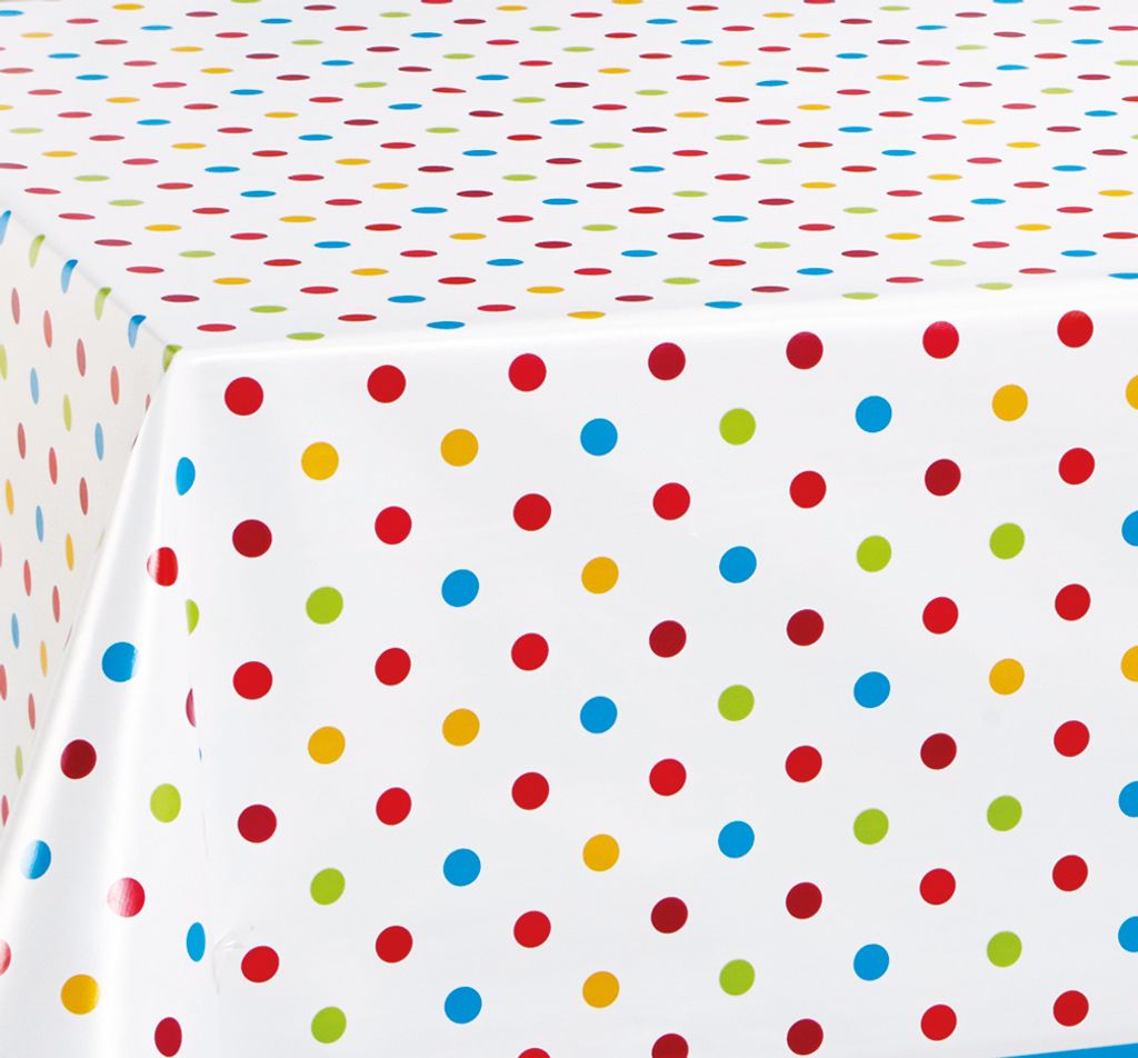 PVC Wachstuch Tischdecke 'Dottie' Gelb-weiß Gepunktet – 80x160 Cm, Abwaschbar, Mit Vliesrückseite