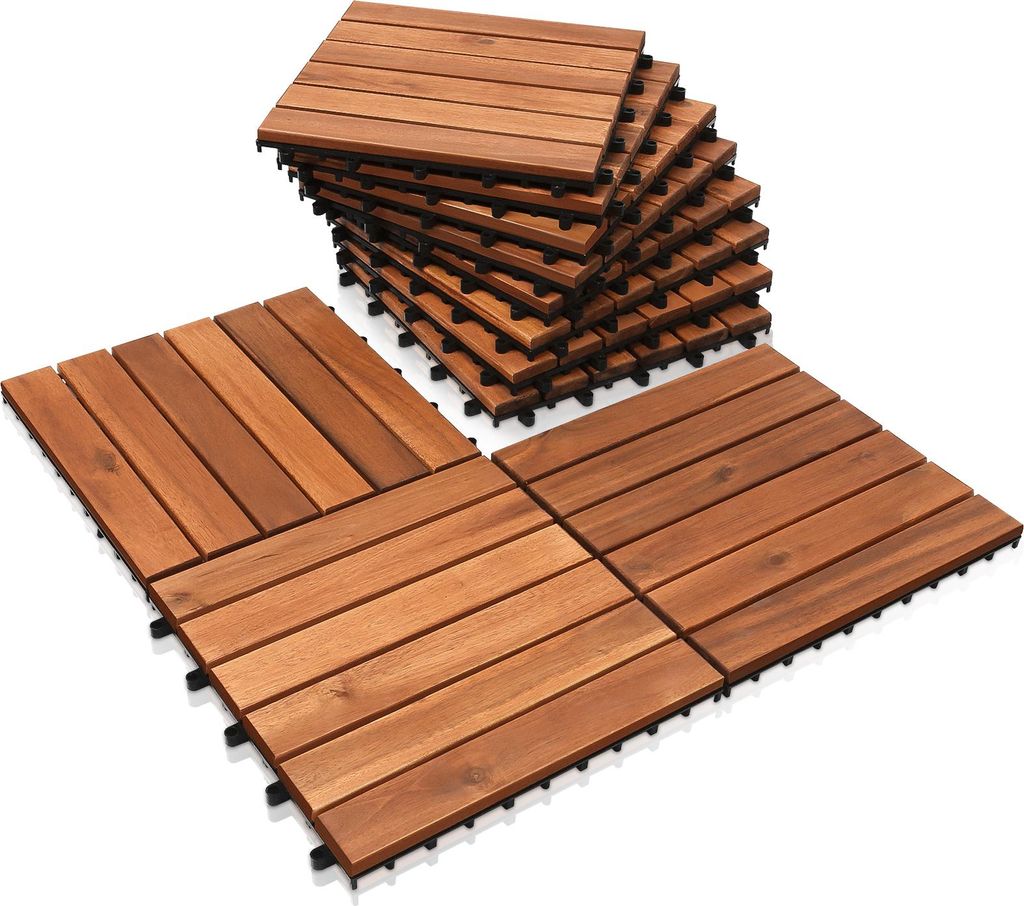 Ikodm Akazienholz Verlegefliesen 30x30x2,4cm 11-110 Stück Produktbild 