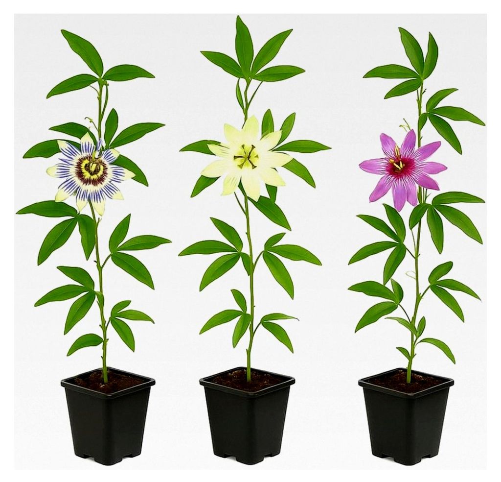 Kletterpflanzen - Passionsblume Passiflora Tricolor - 3er Set - 11 cm Topf