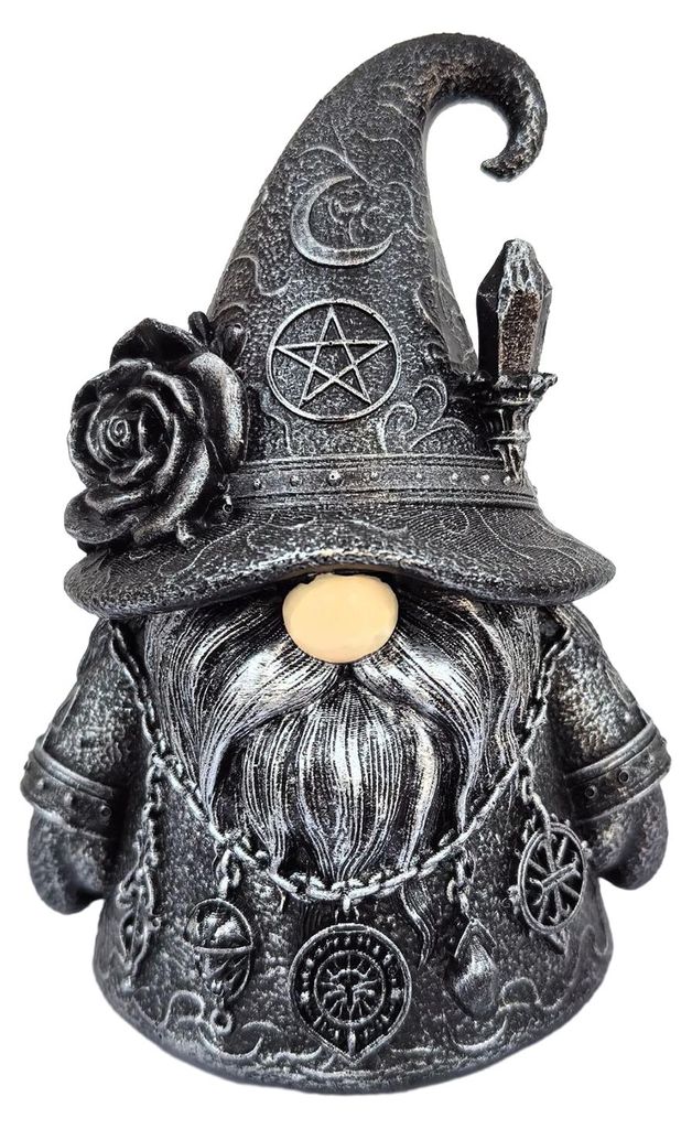 Gothic Zauberer-Gnom-Figur, Halloween-Mini-Gnom-Statue aus Kunstharz, Sammlerstück, Tischdekoration, Zwergenornament für drinnen, Tischregal, Eta...