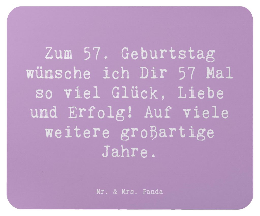 Mr. & Mrs. Panda Mauspad Spruch 57. Geburtstag Glück - Lavendeltraum - Geschenk, Alter, mousematte, Mousepad, Geschenkideen, Happy Birthday, Jubil...