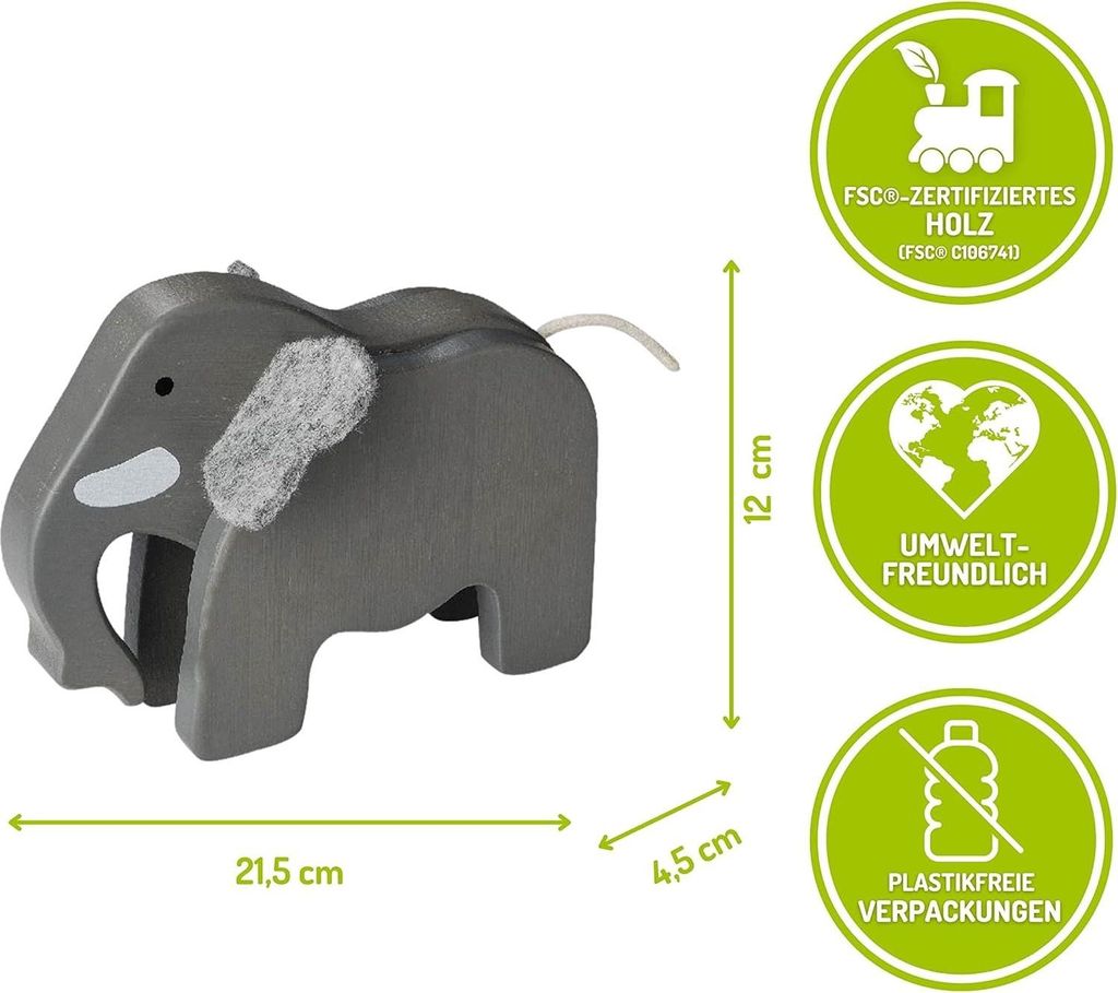 EverEarth Bamboo Elefant, 2 Jahr(e), Afrika, Grau, Bambus Produktbild 
