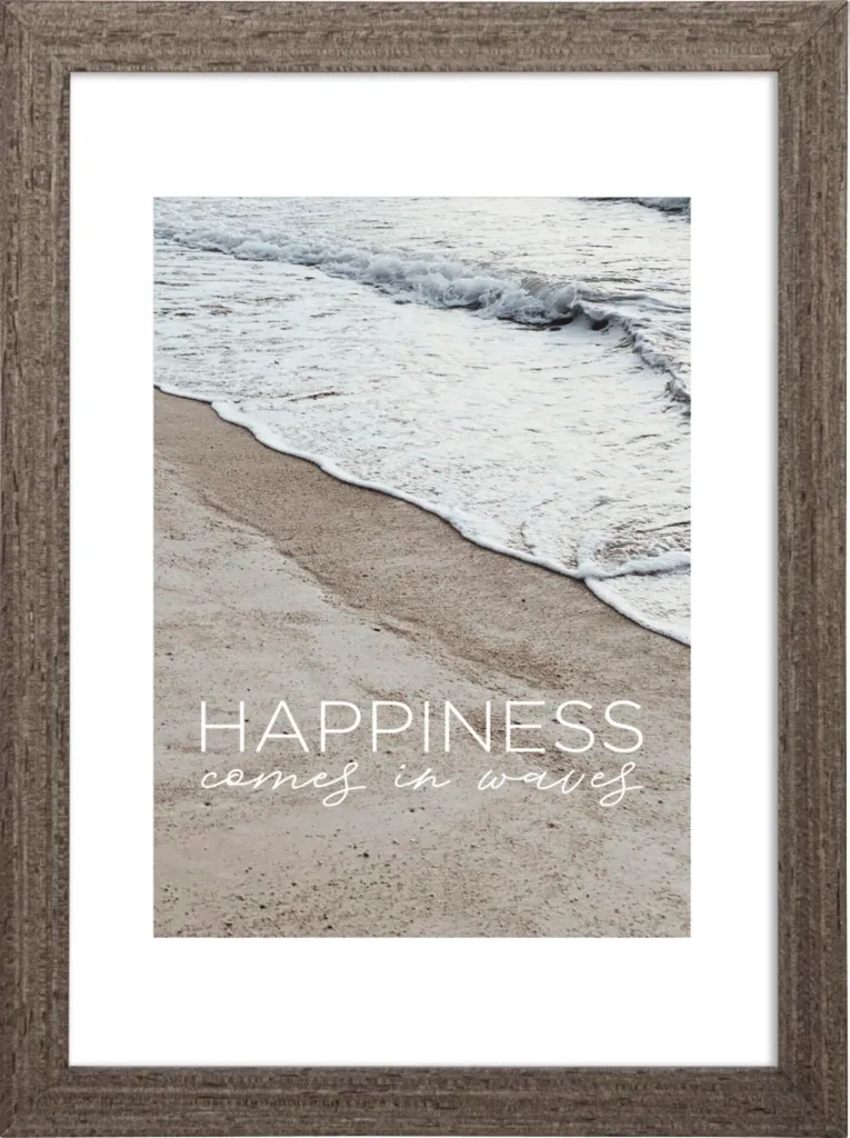 Grand cadre mural en bois Hama Waves 40x50 cm taupe pour décoration