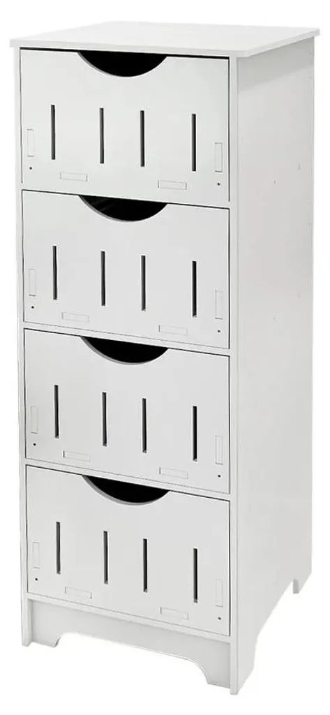 Petit meuble de rangement 4 tiroirs plastique blanc - Spécial humidité