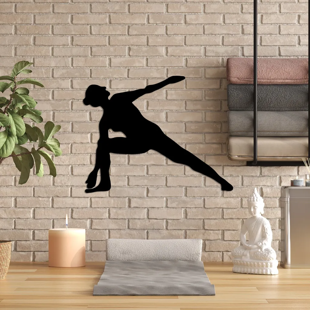 Decorazione Yoga Metallo Nero Wallity 55x44cm - Spiritualità e Design