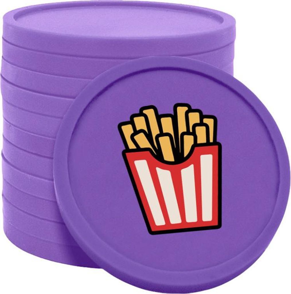 CombiCraft Kunststoff Wertmarken Chips Pommes in Lila- 100 Stück - Ø29 mm