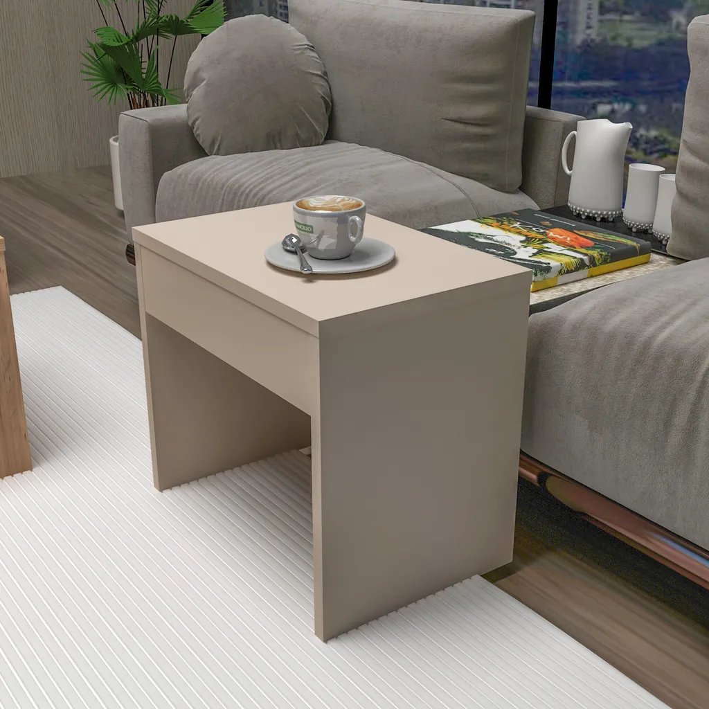 Ensemble Table Basse Sartos en Mélaminé Robuste Pin Atlantique 100x40 cm