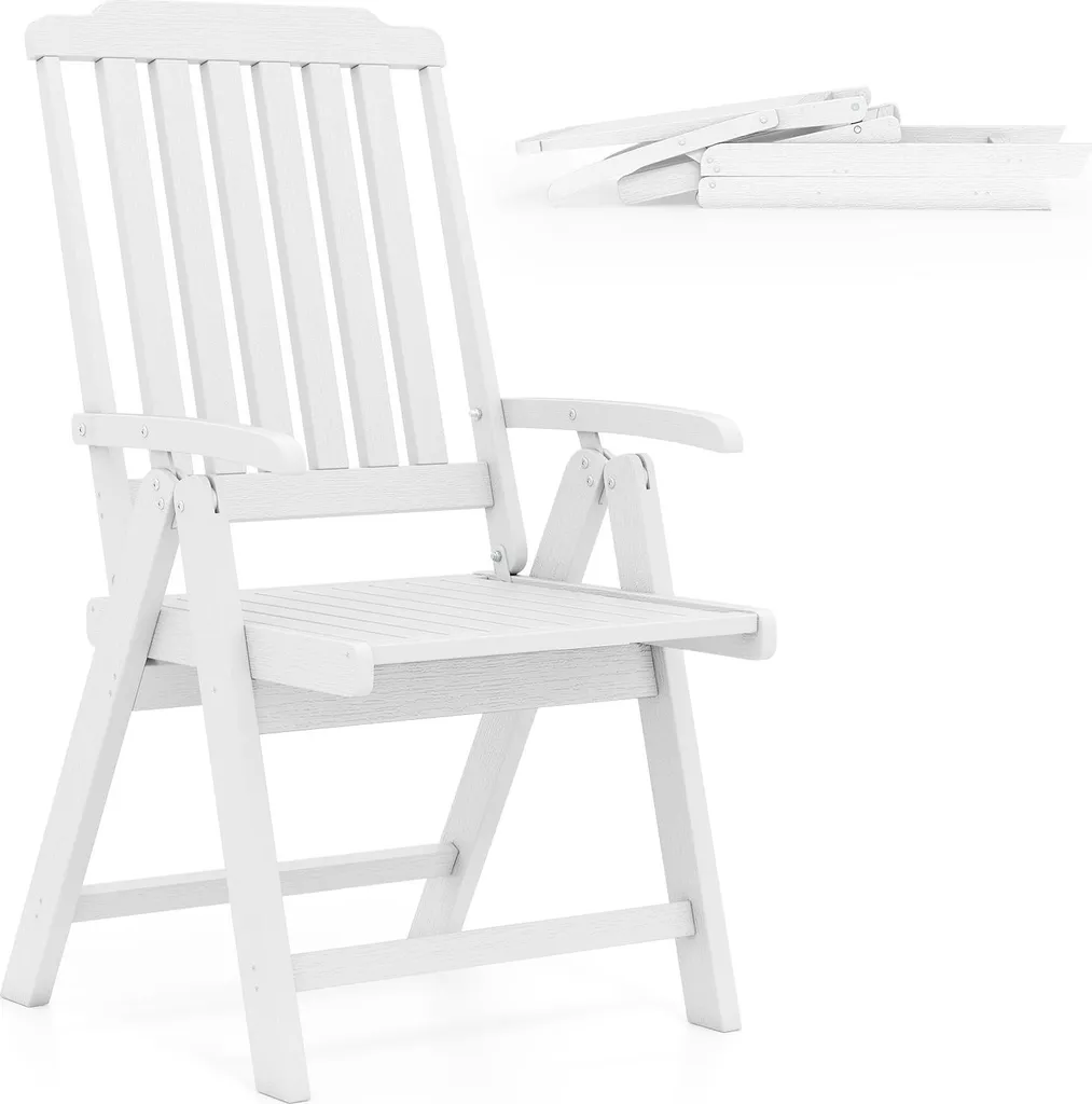 Sedia da Giardino COSTWAY Pieghevole Bianca 150kg | Look Legno