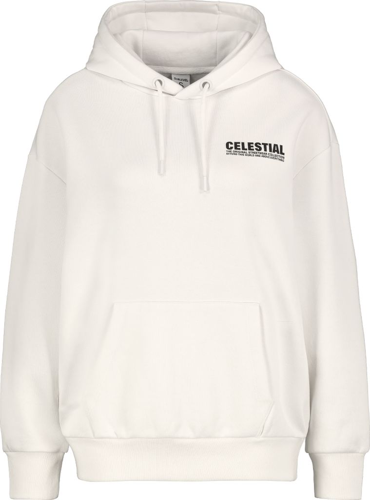 Sublevel Kapuzenpullover mit Kängurutasche und Slogan-Print Größe: L